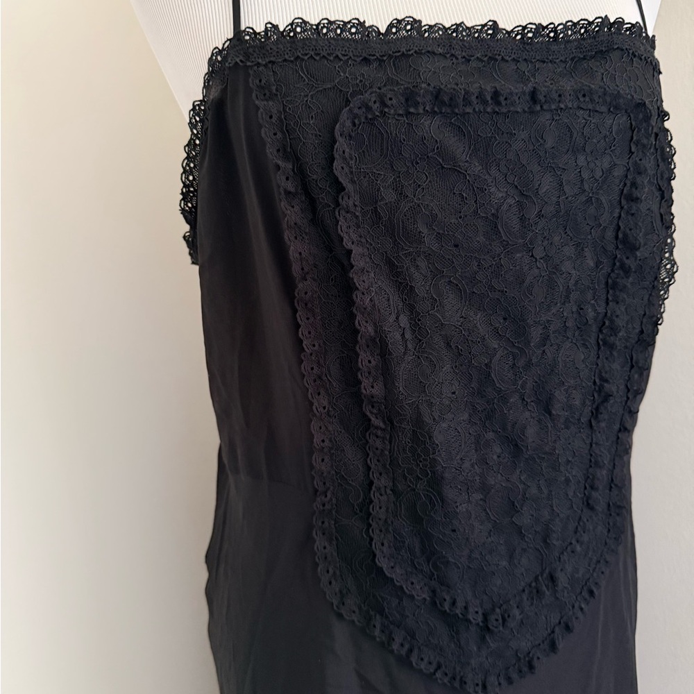 Rebecca Taylor Women's Patchwork Lace Sleeveless Silk Dress Black Sz16 - Picture 4 of 6